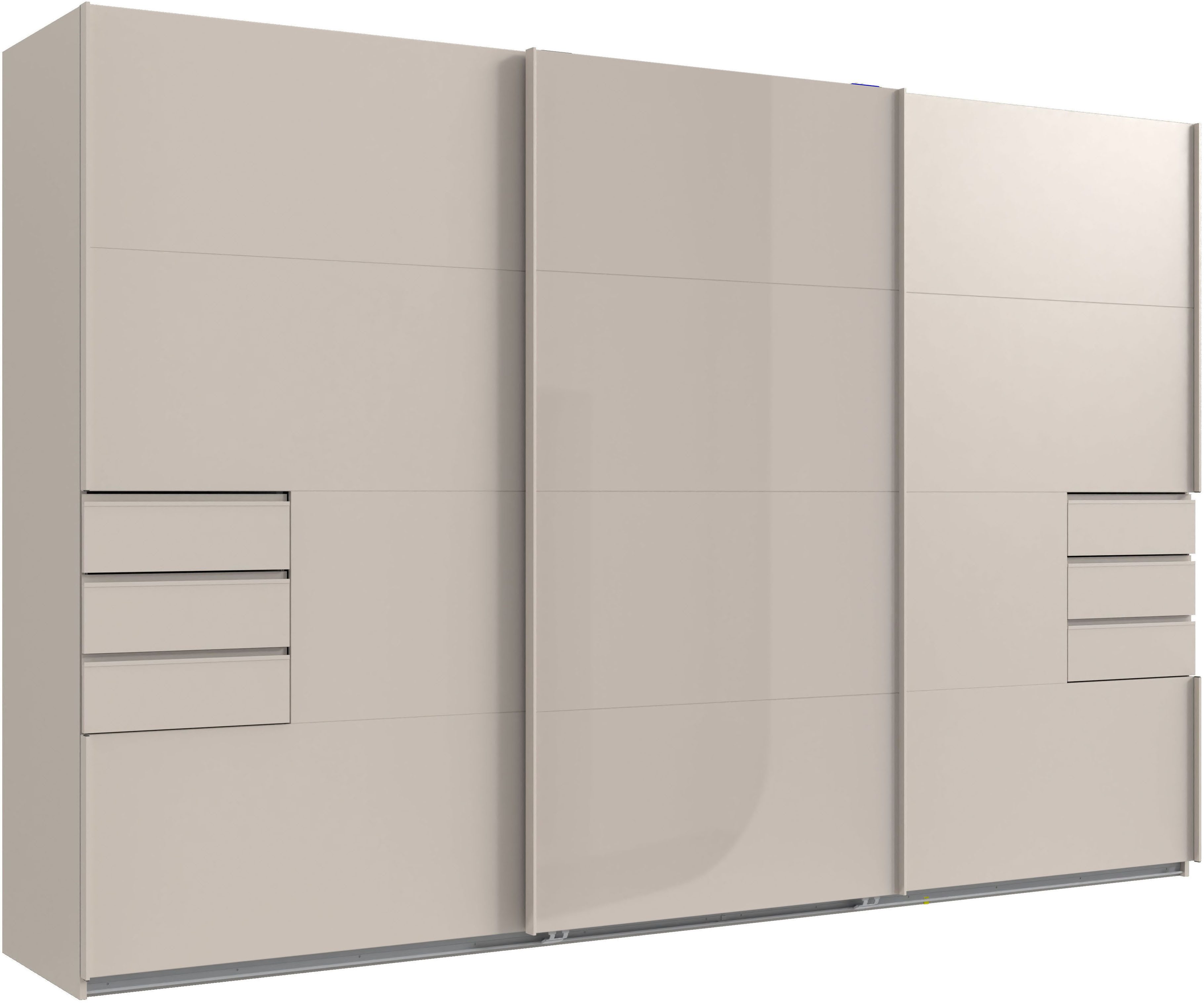 Wimex Schwebetürenschrank Saigon, Kleiderschrank mit Schiebetür mit Glaselementen, 3 Türen, 313cm breit