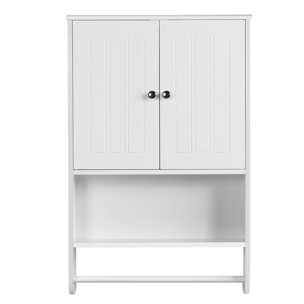 Yaheetech Hängeschrank mit Handtuchhalter und Einlegeboden Badezimmerschrank Wandschrank für Badezimmer/Küche