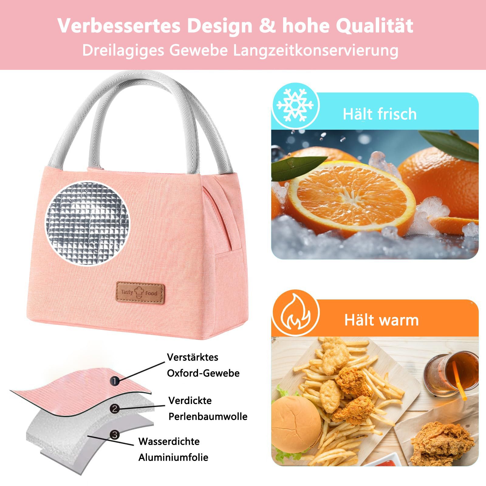 Agger Kühltasche Lunchtasche Isolierte Lunchbox Bag, Wasserdicht Vespertasche, Kühltasche Herren Damen,Tragbar wasserdichtes Lunch Tasche