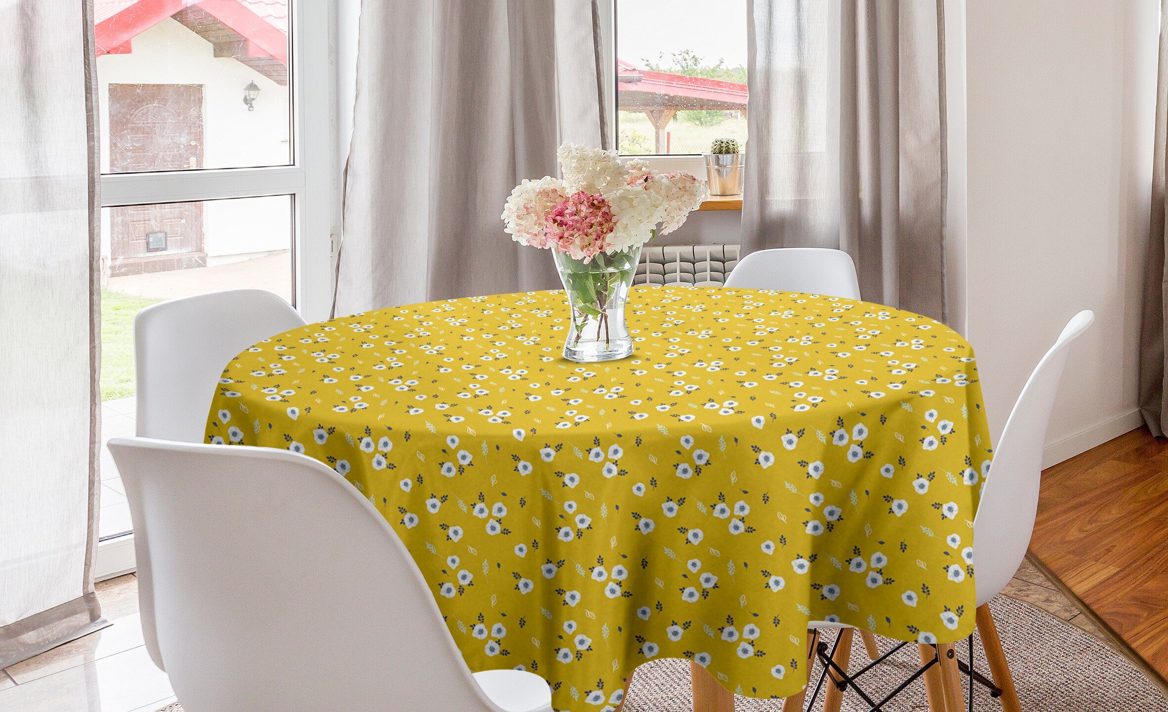 Abakuhaus Tischdecke Kreis Tischdecke Abdeckung für Esszimmer Küche Dekoration, Blume Anemonen und Branchen