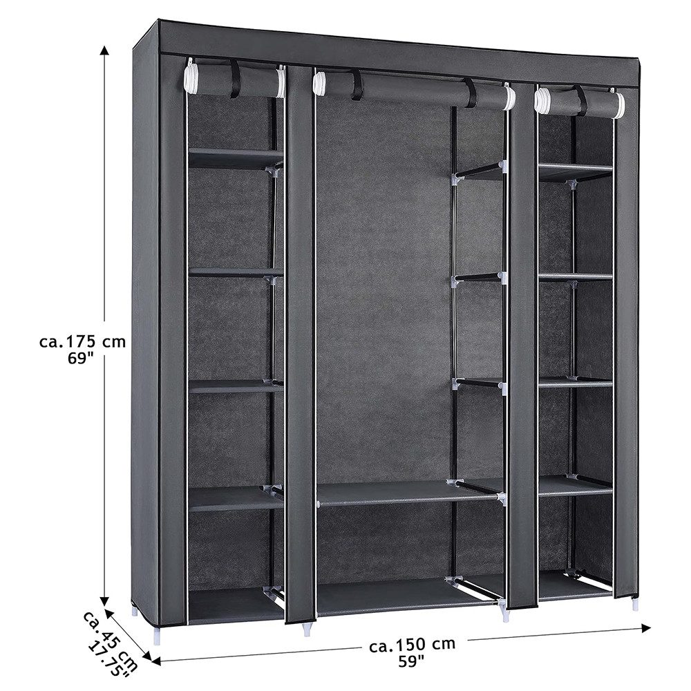 Ribelli Kleiderschrank Kleiderschrank, Vlies, grau, 12 günstig online kaufen