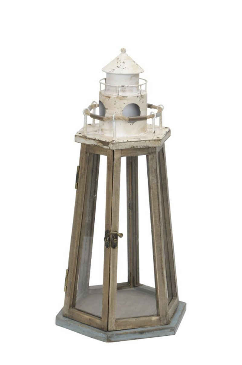 Posiwio Kerzenlaterne Wunderschöne grosse Laterne Leuchtturm maritim 30,5x26,5xH61cm (1 St)