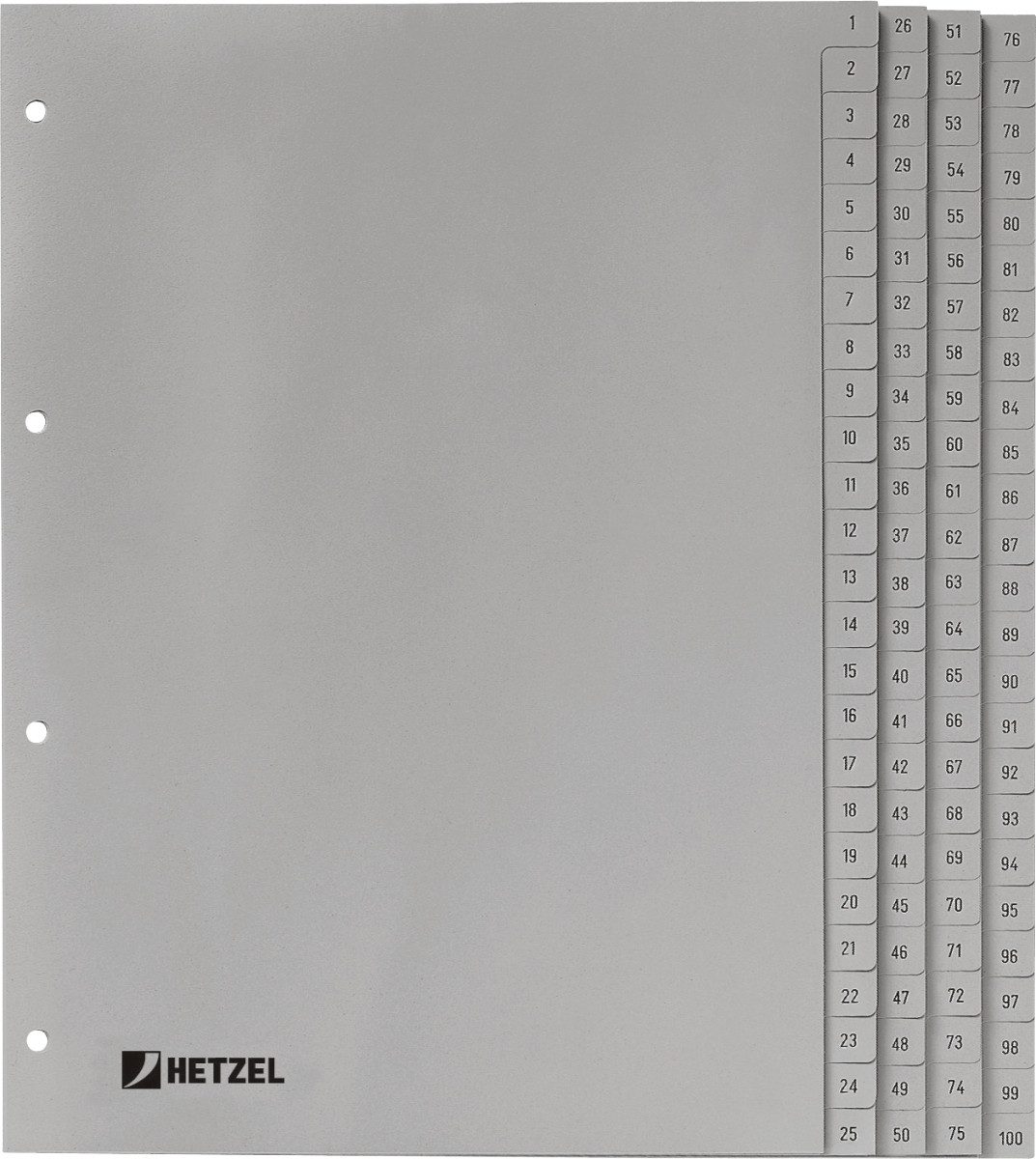 HETZEL Aktenordner Register A4 PP 1-100 grau (10 Stück)