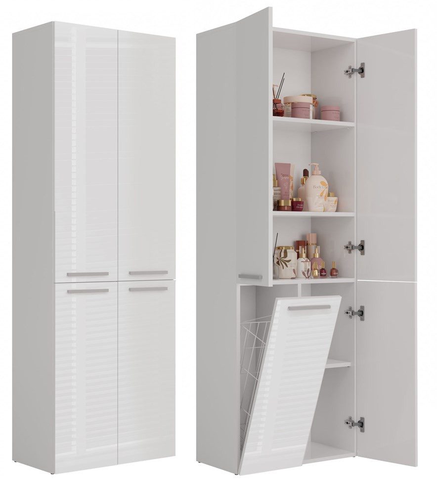 MAGOWA Badkommode Badezimmerschrank NEL Duo H174 cm x B60 cm x T30 cm, Platzsparendes Multitalent
