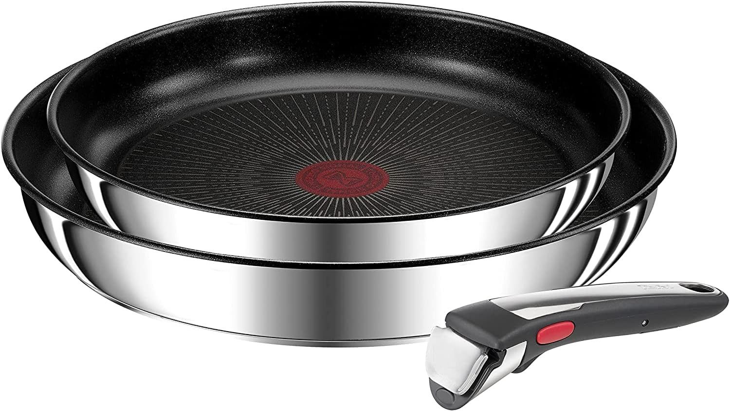 Tefal Pfannen-Set Tefal L97493 Ingenio Preference On 3-teiliges Pfannenset, Edelstahl 18/10 (3-tlg), Induktionsgeeignet, Pfannenset, Stapelbar