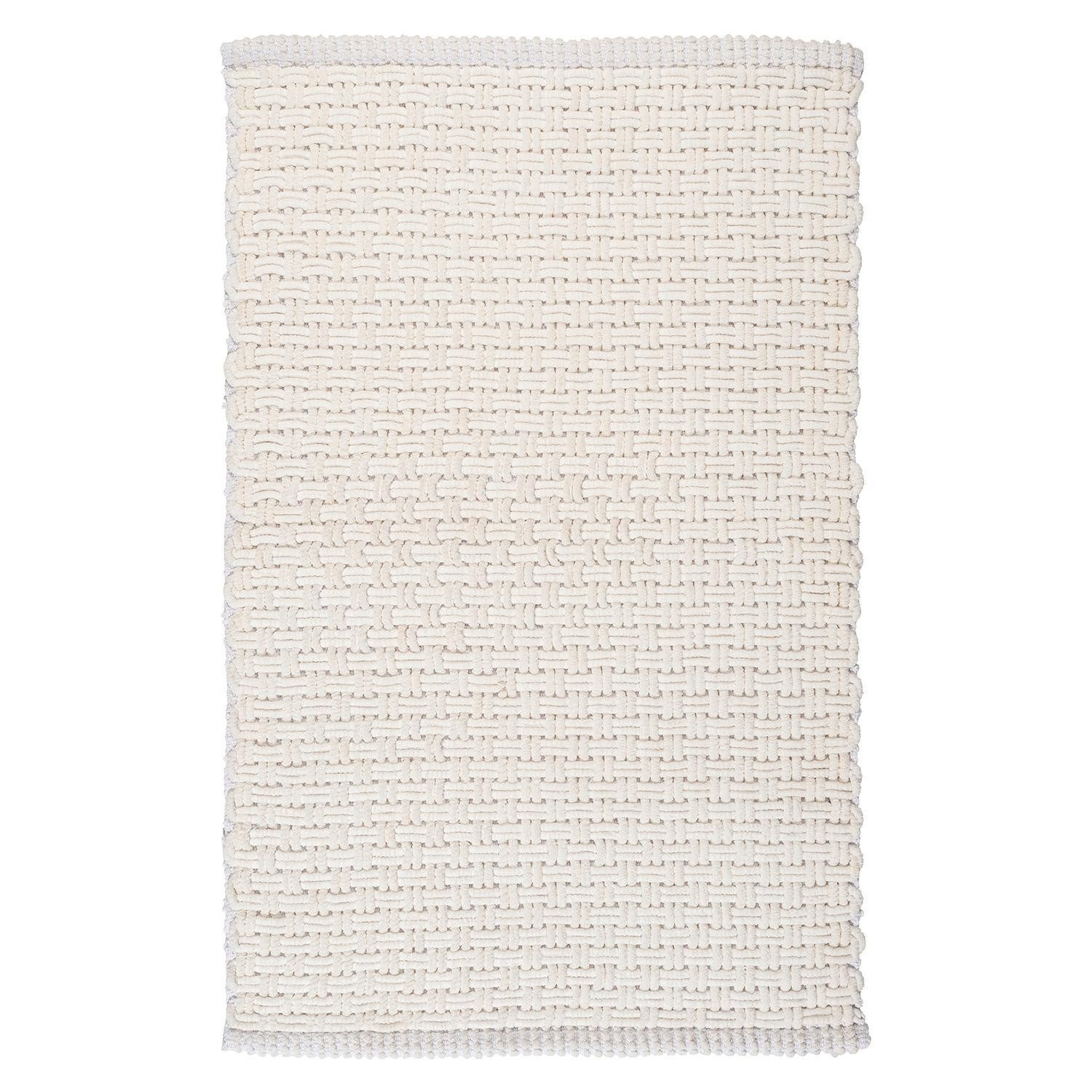 Badematte ECOLI, B 50 cm, L 80 cm, Weiß, 3D-Flechtstruktur