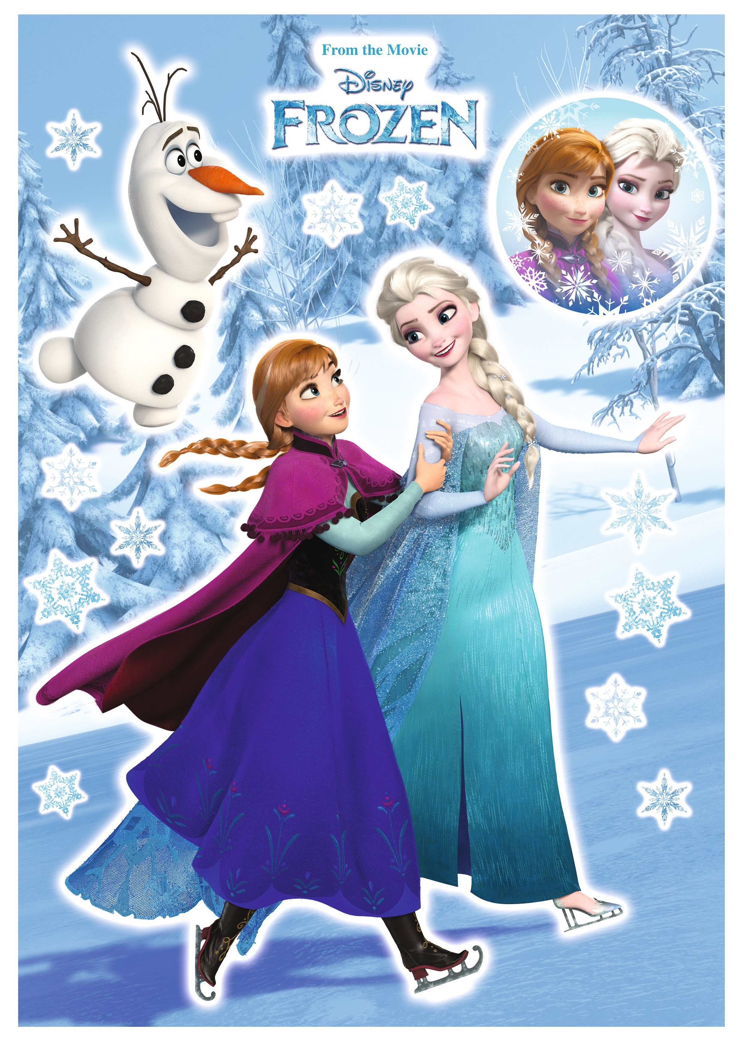Komar Wandtattoo Anna und Elsa - Größe 50 x 70 cm (15 St), selbstklebend, Wandsticker, Kinderzimmer