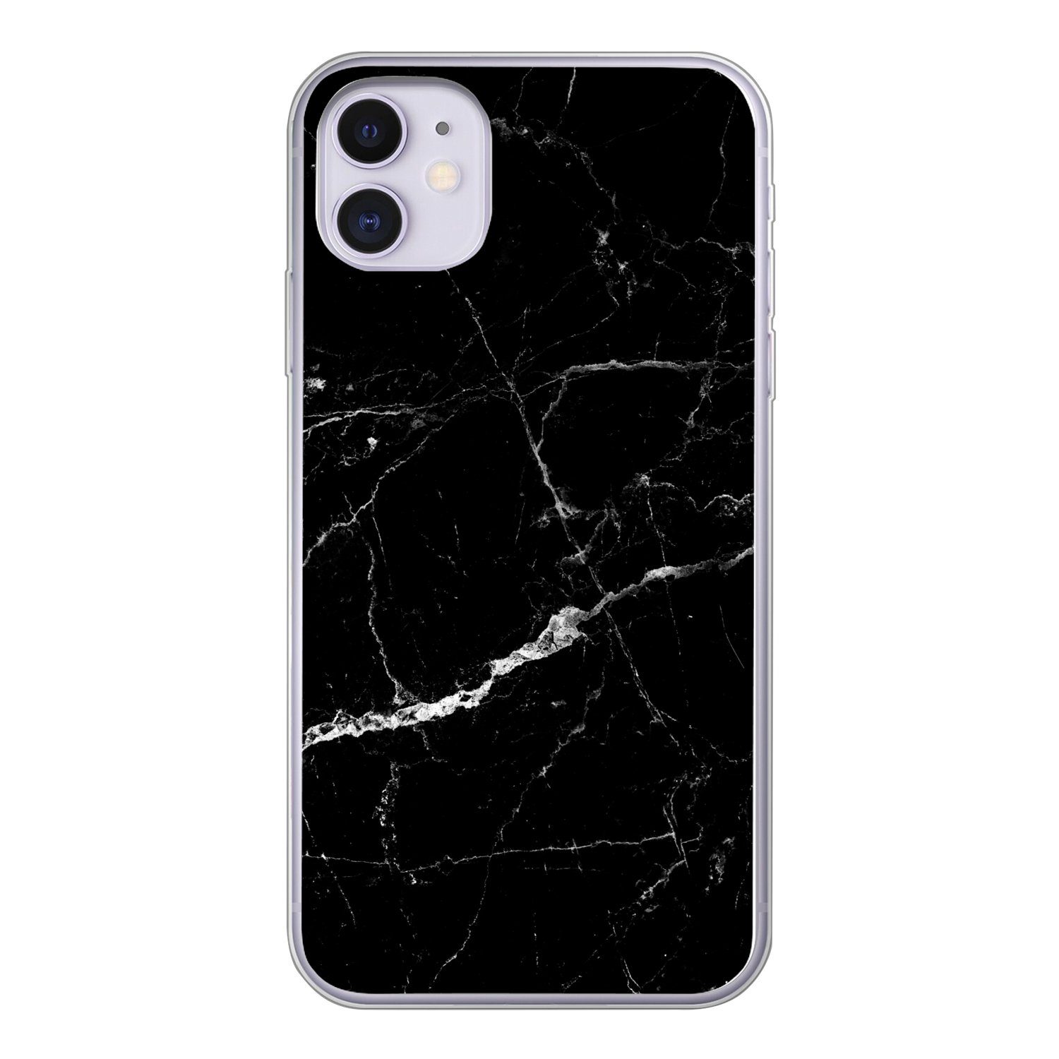 MuchoWow Handyhülle für Apple iPhone 11 Marmoroptik - Schwarz - Luxus, Smartphone-Bumper, Print, Handy Schutzhülle Dünn