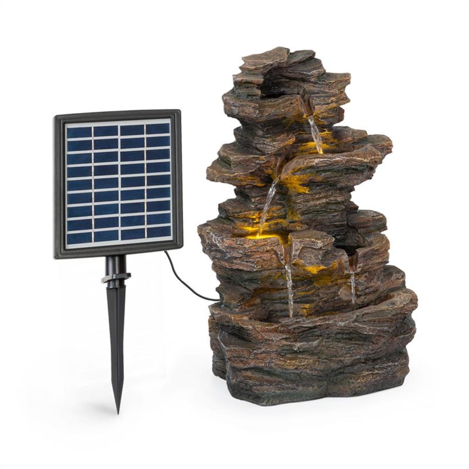 Wasserspiel (Set, terasse und led-beleuchtung Kaskadenbrunnen 30 Messina Solarpanel;LED-Beleuchtung solar cm spring outdoor zimmer Solarbrunnen, Breite, brunnen Anschlussmaterial), zier blumfeldt