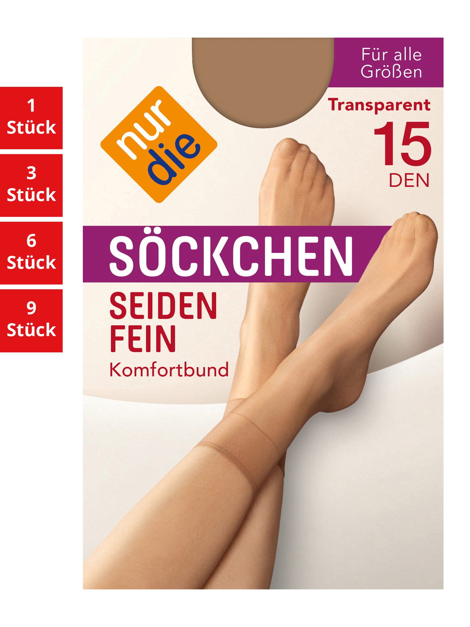 Nur Die Füßlinge Seidenfein 15 DEN Damen (1er/3er/6er/9er Pack, 1-Paar) sneaker-socken strumpf strümpfe