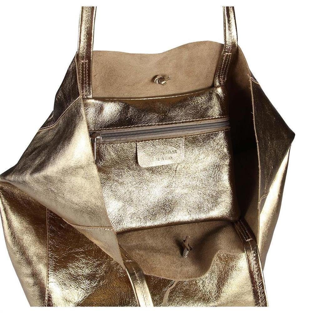 ITALYSHOP24 Schultertasche Made in Italy Damen Premium Leder SHOPPER Tasche HOBO Umhängetasche, Echtleder Business Bag leicht groß klassisch sicher geräumig Beutel