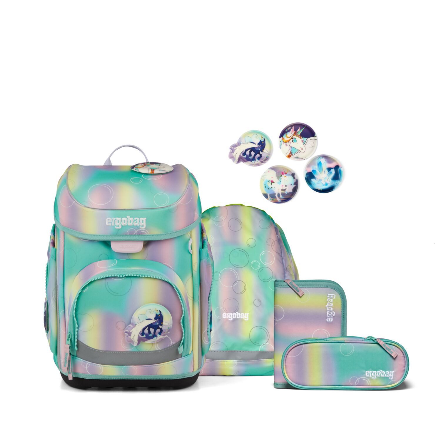 ergobag Schulranzen Schulranzen-Set CUBO ZauBärwelt 5-teilig, 25/26 (5-teilig), ergonomisch, höhenverstellbar, Your-Size-System, ab 1. Klasse
