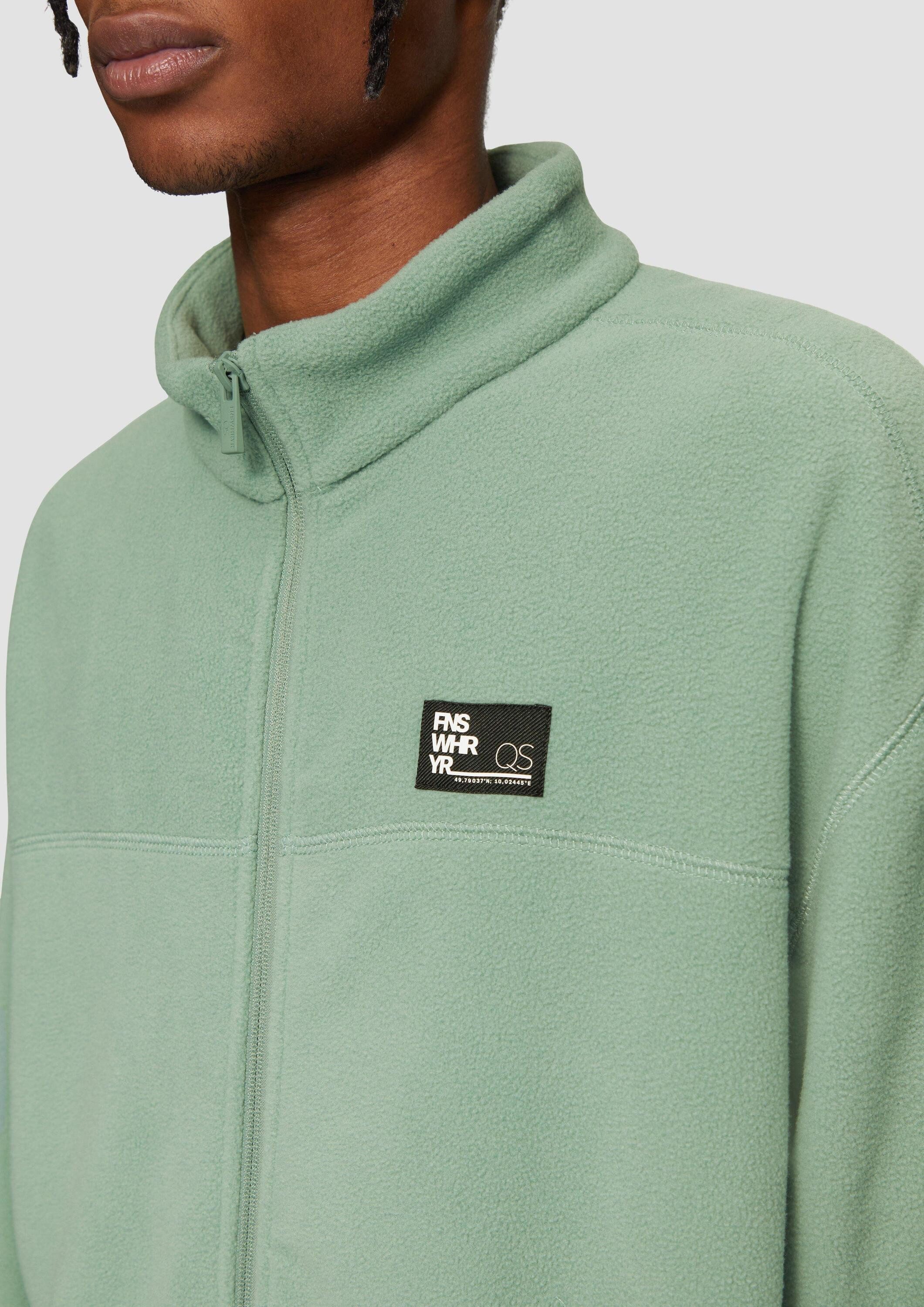 QS Sweatjacke Sweatshirt Jacke Fleecejacke mit Stehkragen
