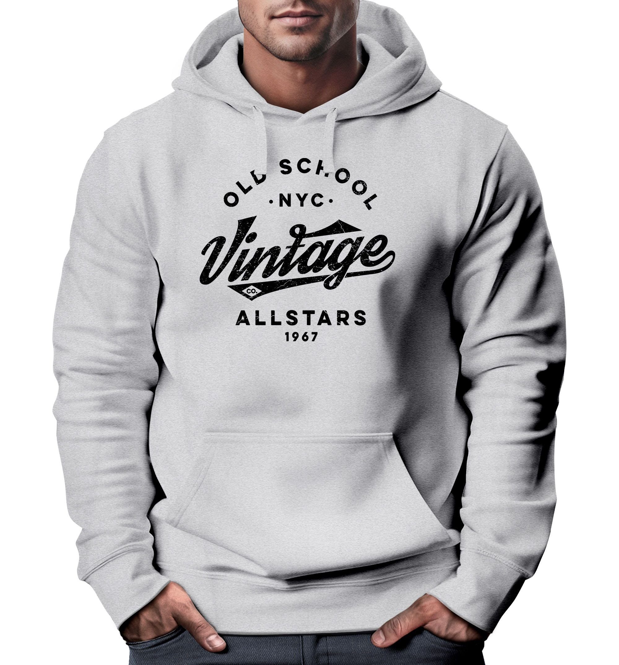 Neverless Hoodie Hoodie Herren College Style Schriftzug Oldschool Vintage Allstars