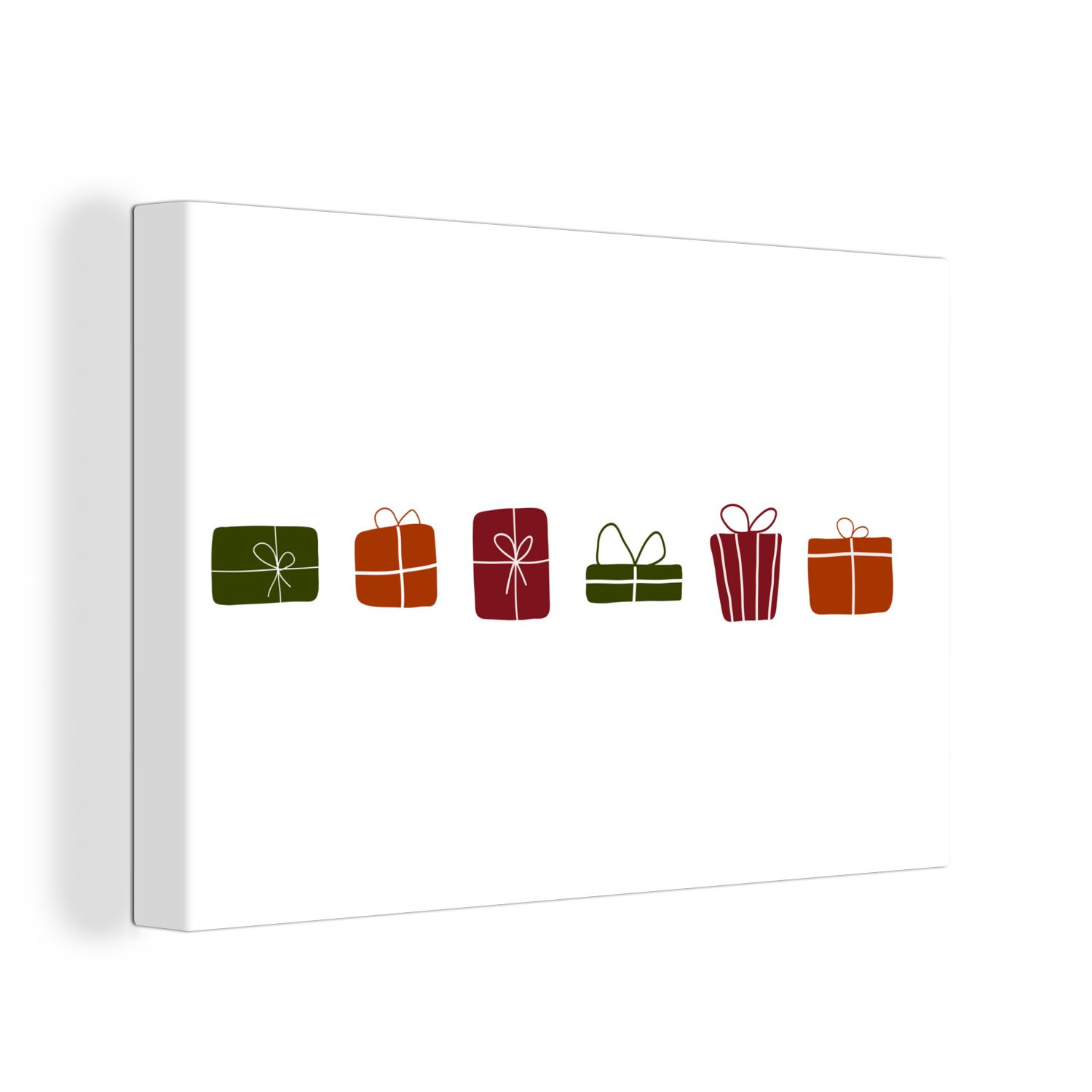 OneMillionCanvasses® Leinwandbild Geschenke - Weihnachten - Weiß, (1 St), Wandbild Leinwandbilder, Aufhängefertig, Wanddeko, 30x20 cm