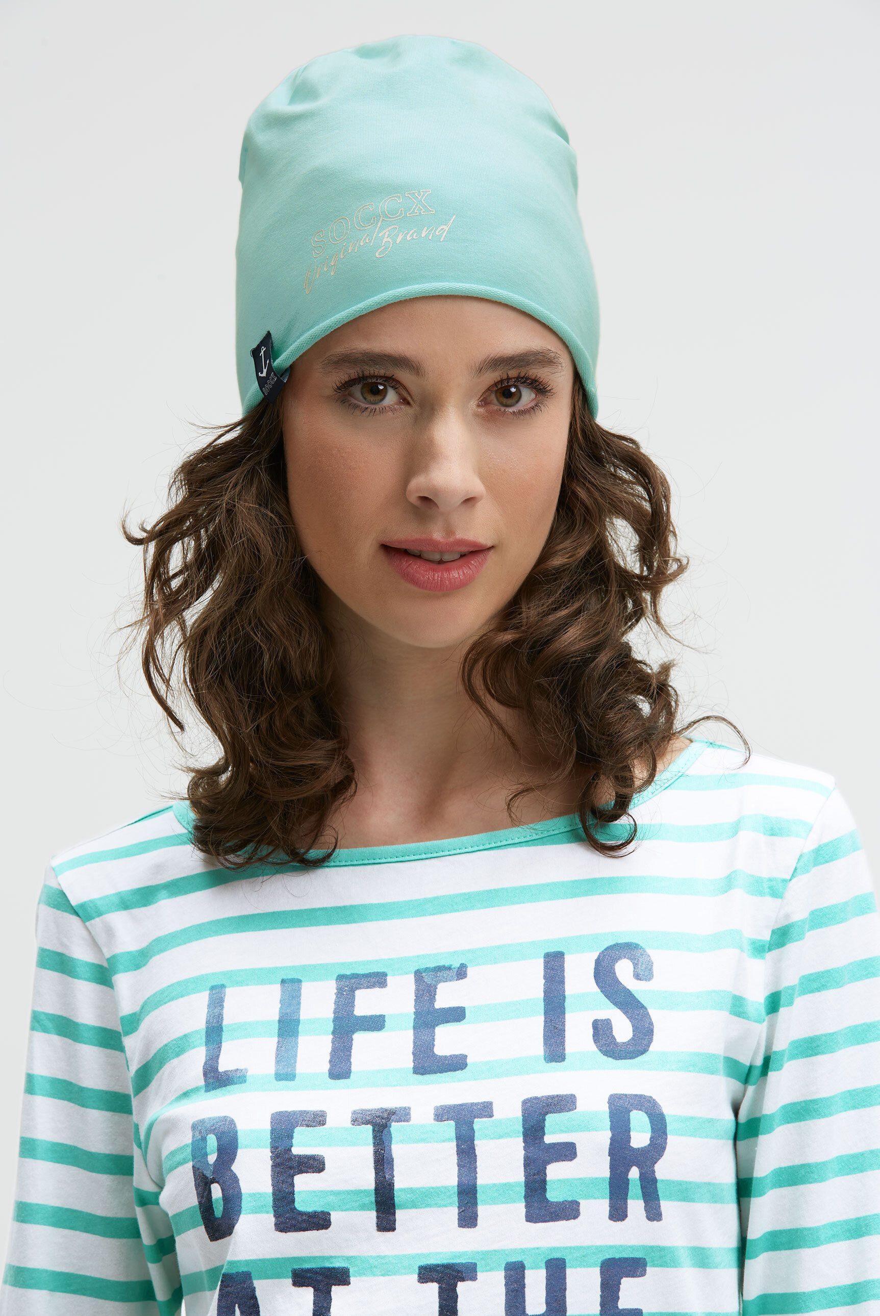 SOCCX Beanie mit Rollsaum