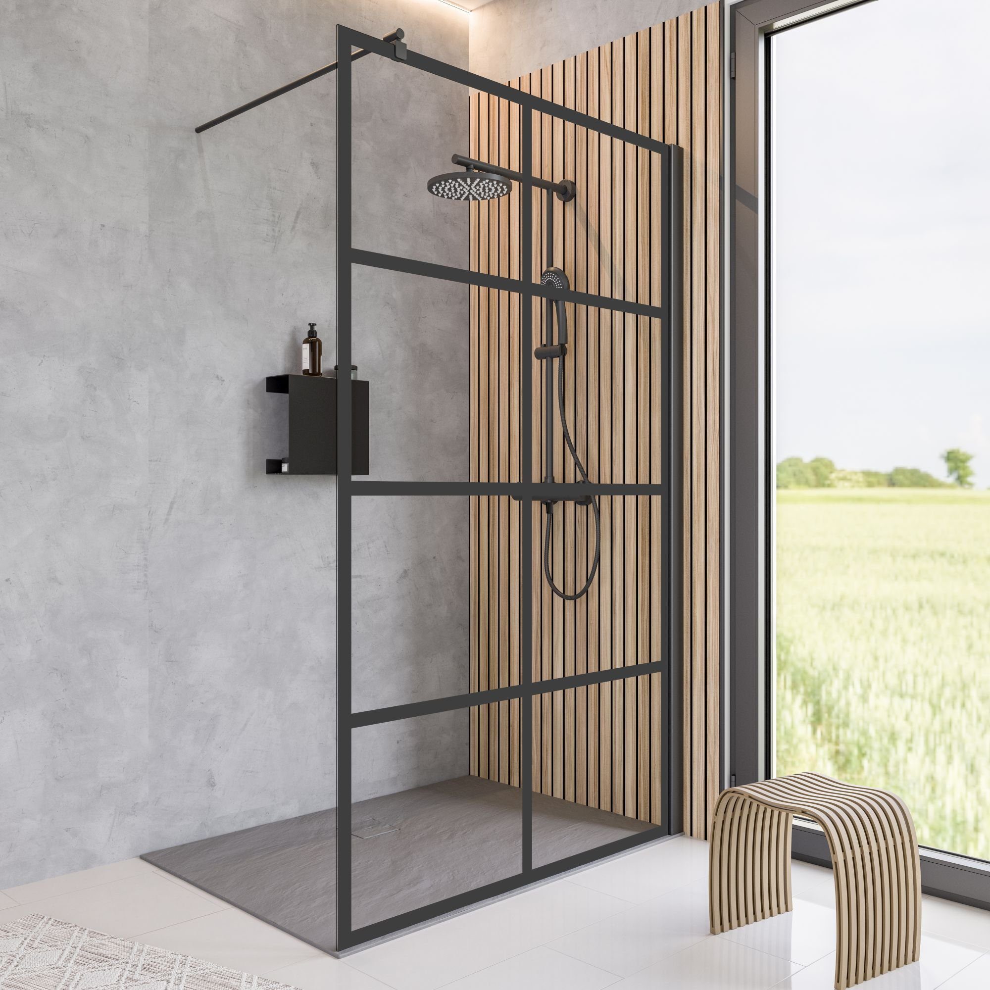 Schulte Walk-in-Dusche Black Style Duschwand,120x200 cm, günstig online kaufen
