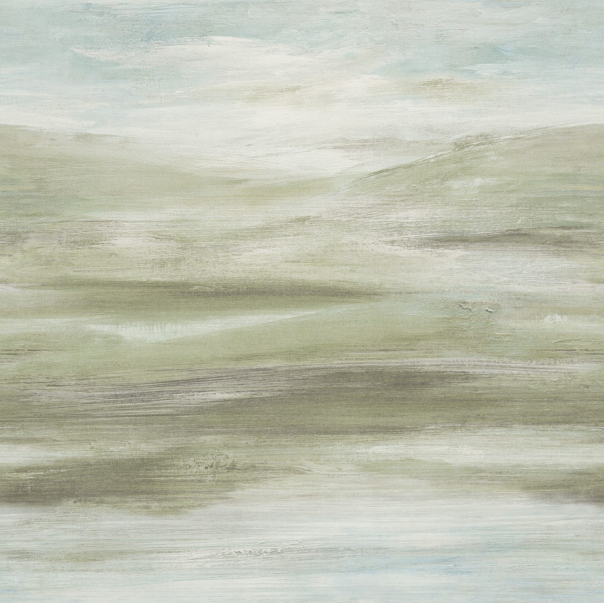 Rasch Fototapete Aquarell, Gemälde & Landschaft - Vliestapete Grün, bedruckt, Aquarelloptik, (1 Rolle, 1 St., 2,65 m x 2,65 m), Lichtbeständige Farben - Feucht abwischbar - Restlost abziehbar