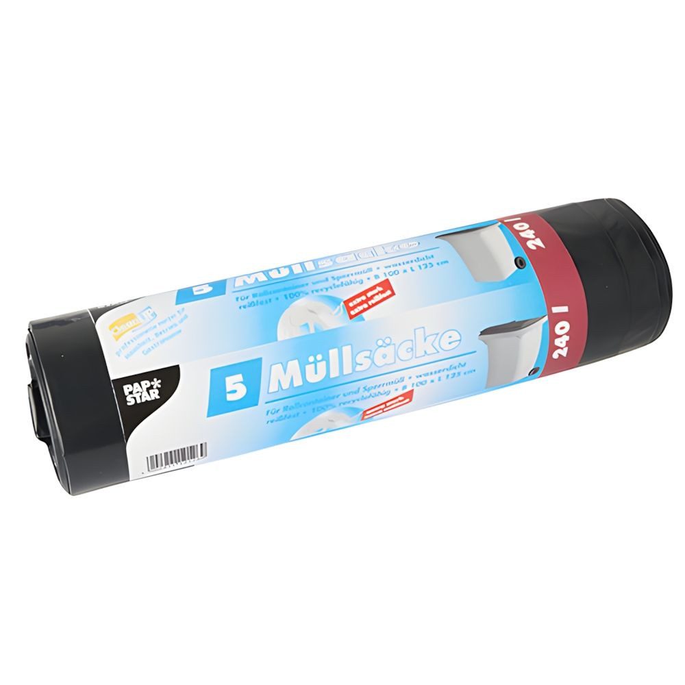 PAPSTAR Müllbeutel 45x Müllsäcke LDPE 240l 125 x 100cm schwarz extra stark reißfest 60my