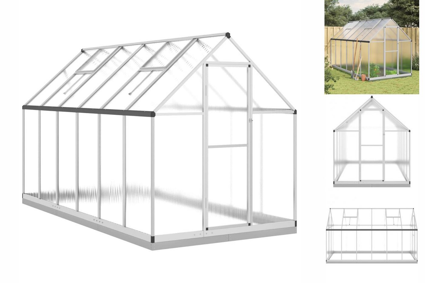 vidaXL Gewächshaus Gewächshaus mit Fundamentrahmen Silber 334x169x202cm Aluminimum silberfarben | Rabatt: 24% vidaXL Gewächshaus Gewächshaus mit Fundamentrahmen Silber 334x169x202cm Aluminimum silberfarben | Rabatt: 24%