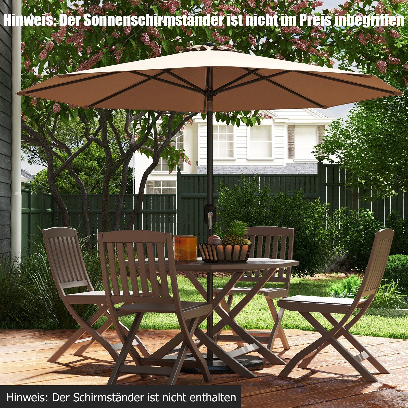COSTWAY Sonnenschirm Ø270cm Balkonschirm, 30° neigbar, günstig online kaufen
