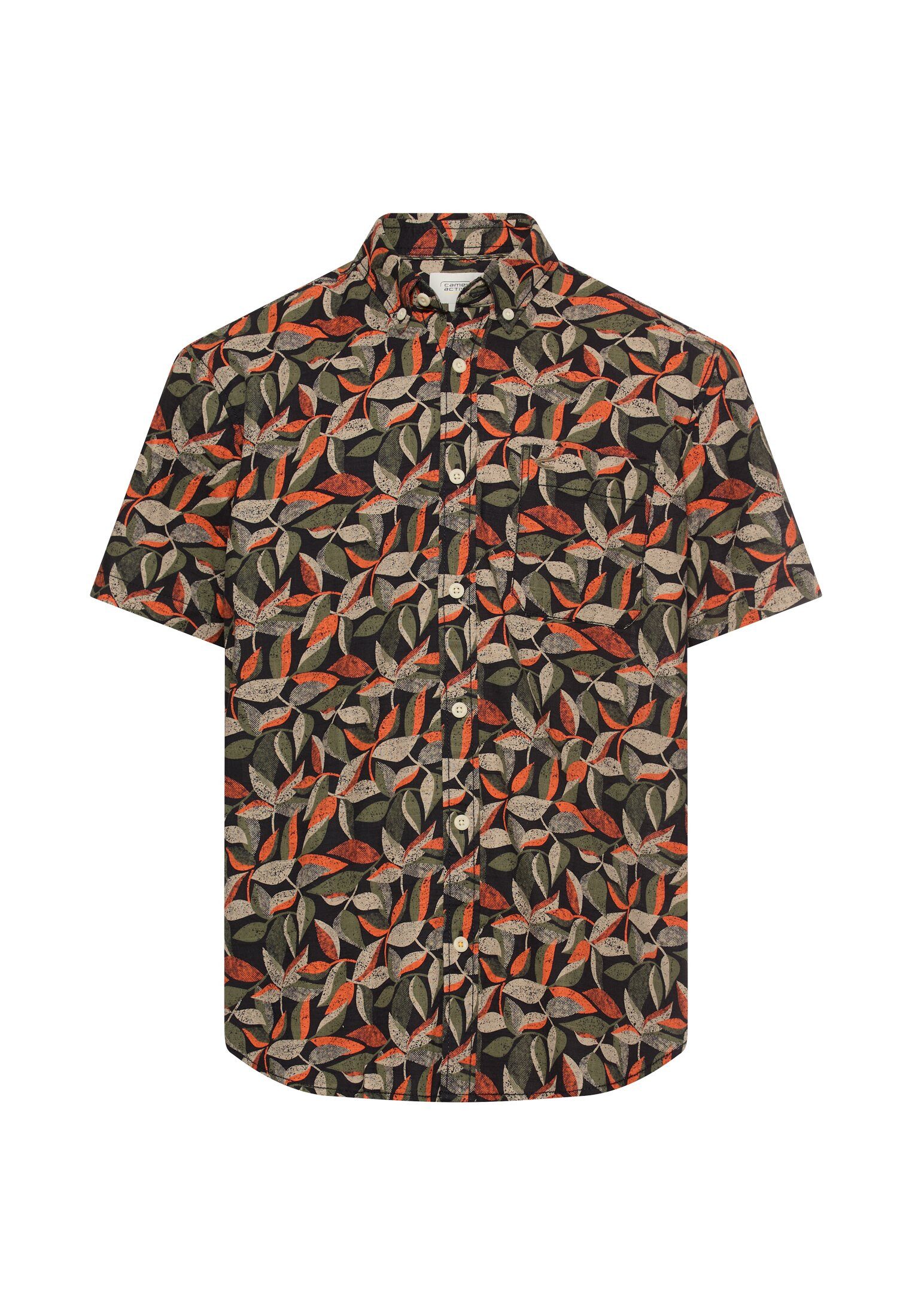 camel active Kurzarmhemd mit floralem Muster und Button-Down-Kragen