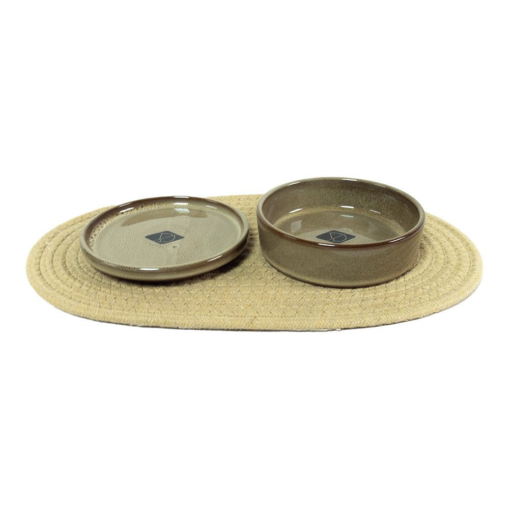 D&D Napf D&D Katzen-Napfset Jasper Farbe: Unterlage/Näpfe: beige/sand