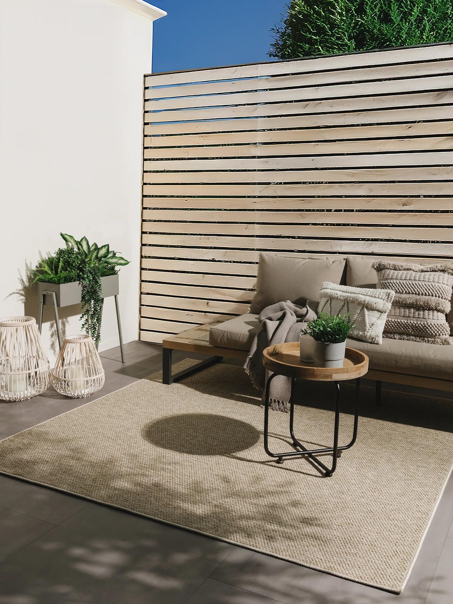 benuta Outdoorteppich Iowa, quadratisch, Höhe: 5 mm, Outdoor Teppich Garten, Terrasse, Balkon, Küchenteppich, Wetterfest