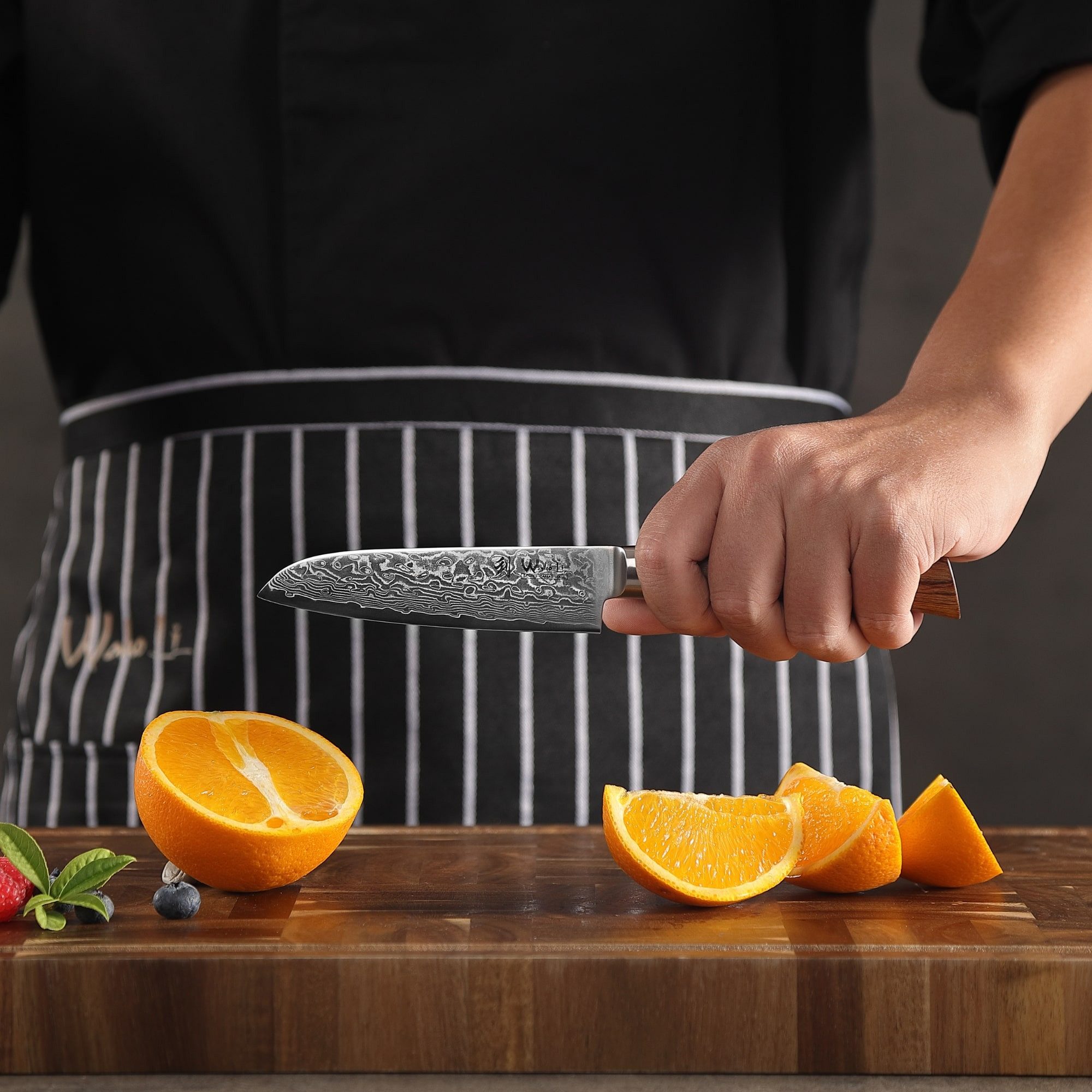 Wakoli Damastmesser EDIB Pro Damast Santoku Messer Küchenmesser 11cm Klinge Pakkaholzgriff, Aus 67 Lagen Damaststahl, VG-10 Stahlkern – Bild 4 von 5