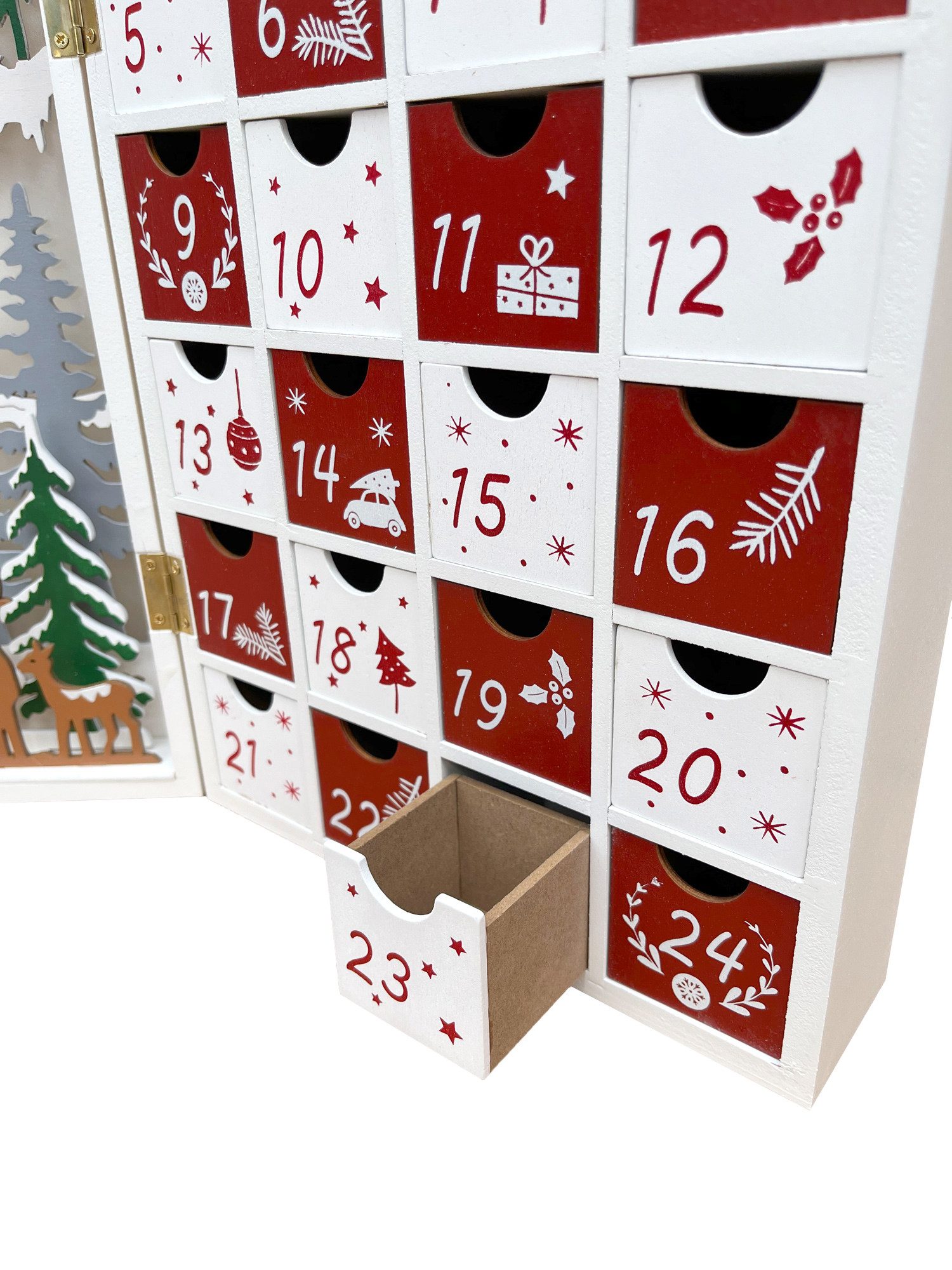 Lumineo befüllbarer Adventskalender Adventskalender 2026 Holz DIY bestücken Frauen Kinder 35cm bunt (1-tlg), wiederverwendbar – Bild 4 von 5