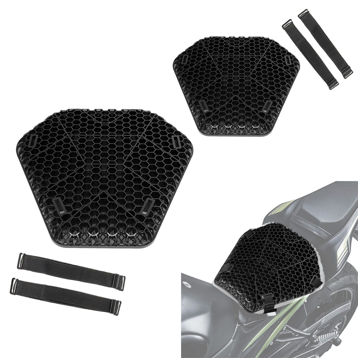 Tourtecs Sitzbank 2x Motorrad Gelkissen # AC2 TPE Gel L Komfort Sitzkissen schwarz Spar-