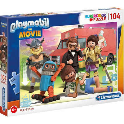 Clementoni® Puzzle Clementoni 27211 - Playmobil The Movie - Puzzle, Supercolor, 104 Teile, 104 Puzzleteile