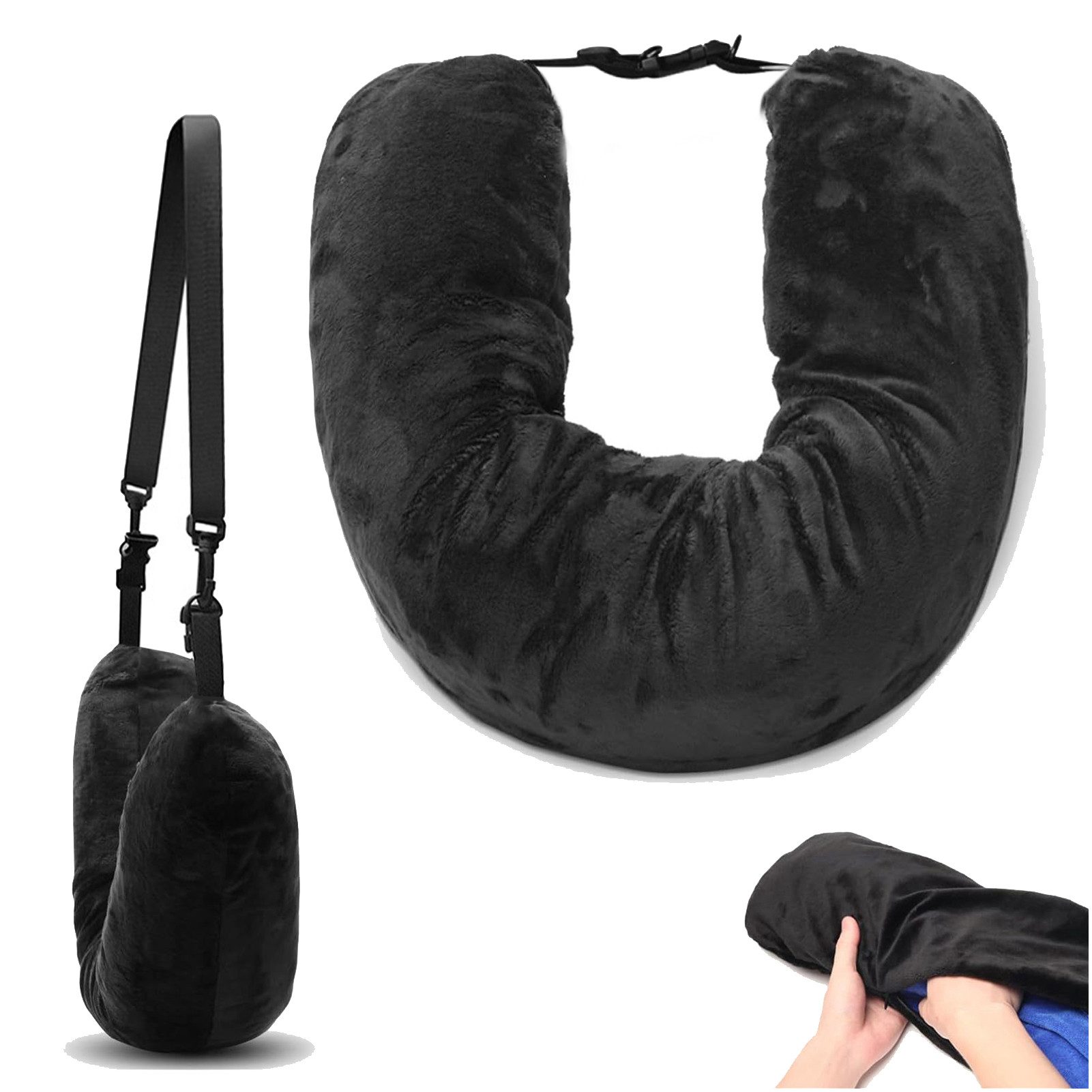 Rutaqian Nackenkissen Reisekissen, Ergonomisches Nackenkissen zum Befüllen mit Kleidung, Befüllbares Schlafkissen, Nackenkissenbezu, 1-tlg., Befüllbares Schlafkissen, Nackenkissenbezu, Tragbares Nacken Stützkissen für Flugzeugstuhl,Auto, Zuhause,Büro,78cm