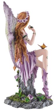 Vogler direct Gmbh Dekofigur Fee "Violetta" im lilafarbenen Kleid mit Schmetterling - coloriert, aus Kunststein, Größe: L/B/H ca. 11x10x20cm