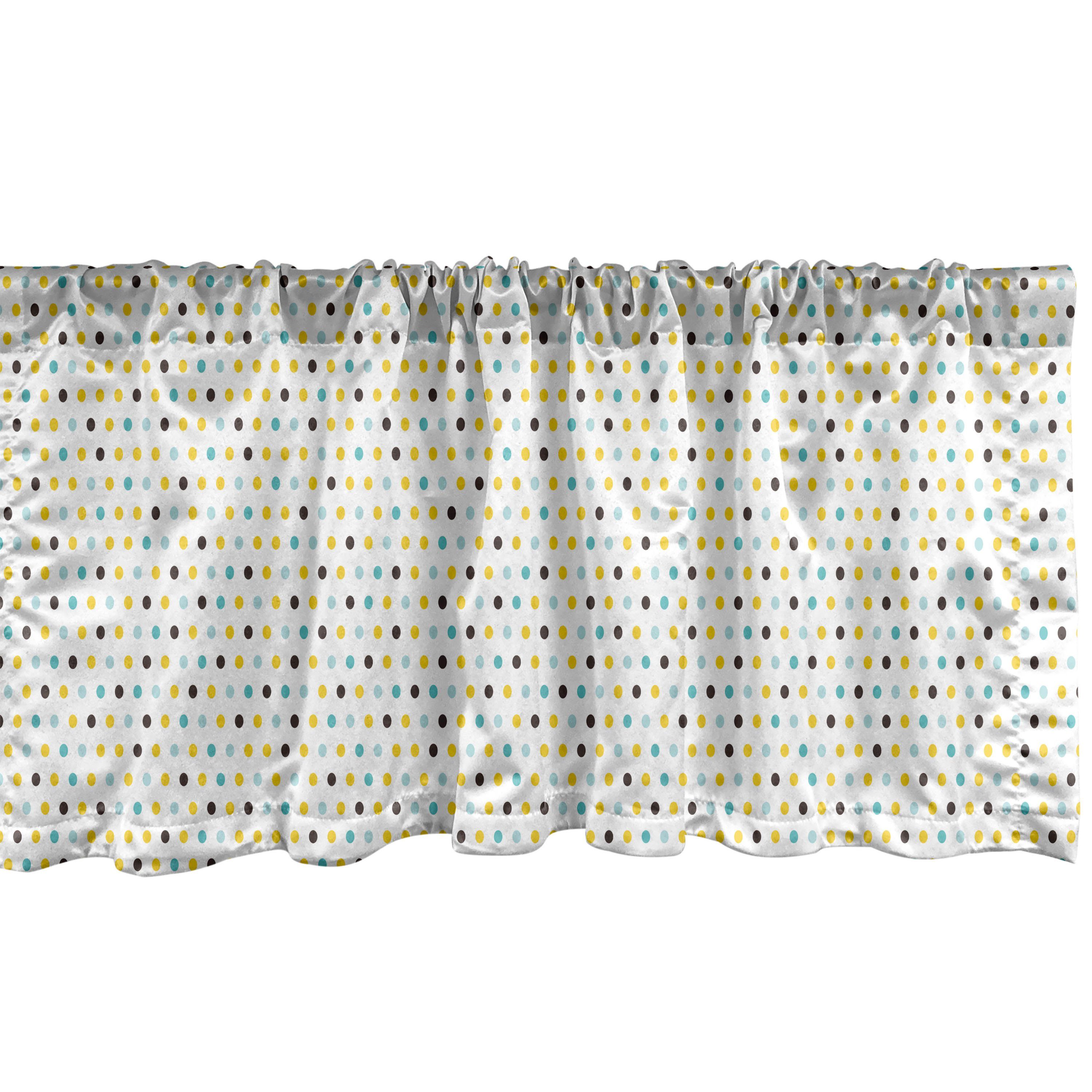Scheibengardine Vorhang Volant für Küche Schlafzimmer Dekor mit Stangentasche, Abakuhaus, Microfaser, Retro Tupfen Runden Retro