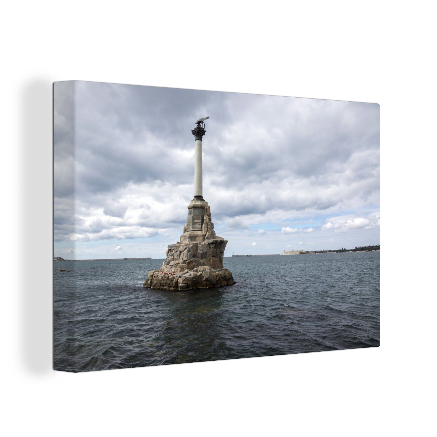OneMillionCanvasses® Leinwandbild Denkmal für die gesunkenen Schiffe vor der Küste von Sebastopol auf, (1 St), Wandbild Leinwandbilder, Aufhängefertig, Wanddeko, 30x20 cm