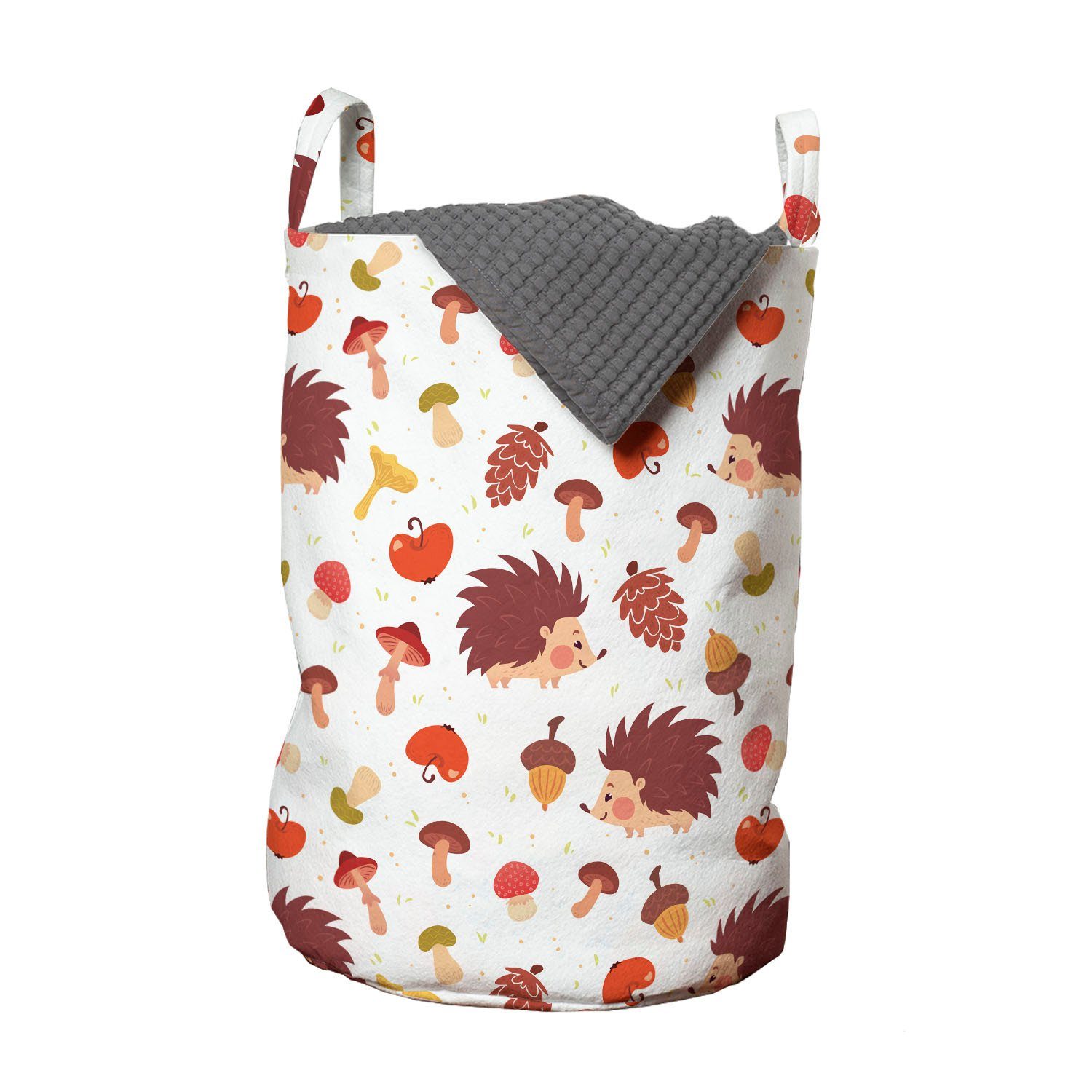 Abakuhaus Wäschesäckchen Wäschekorb mit Griffen Kordelzugverschluss für Waschsalons, Pilz Herbst Hedgehog Acorns