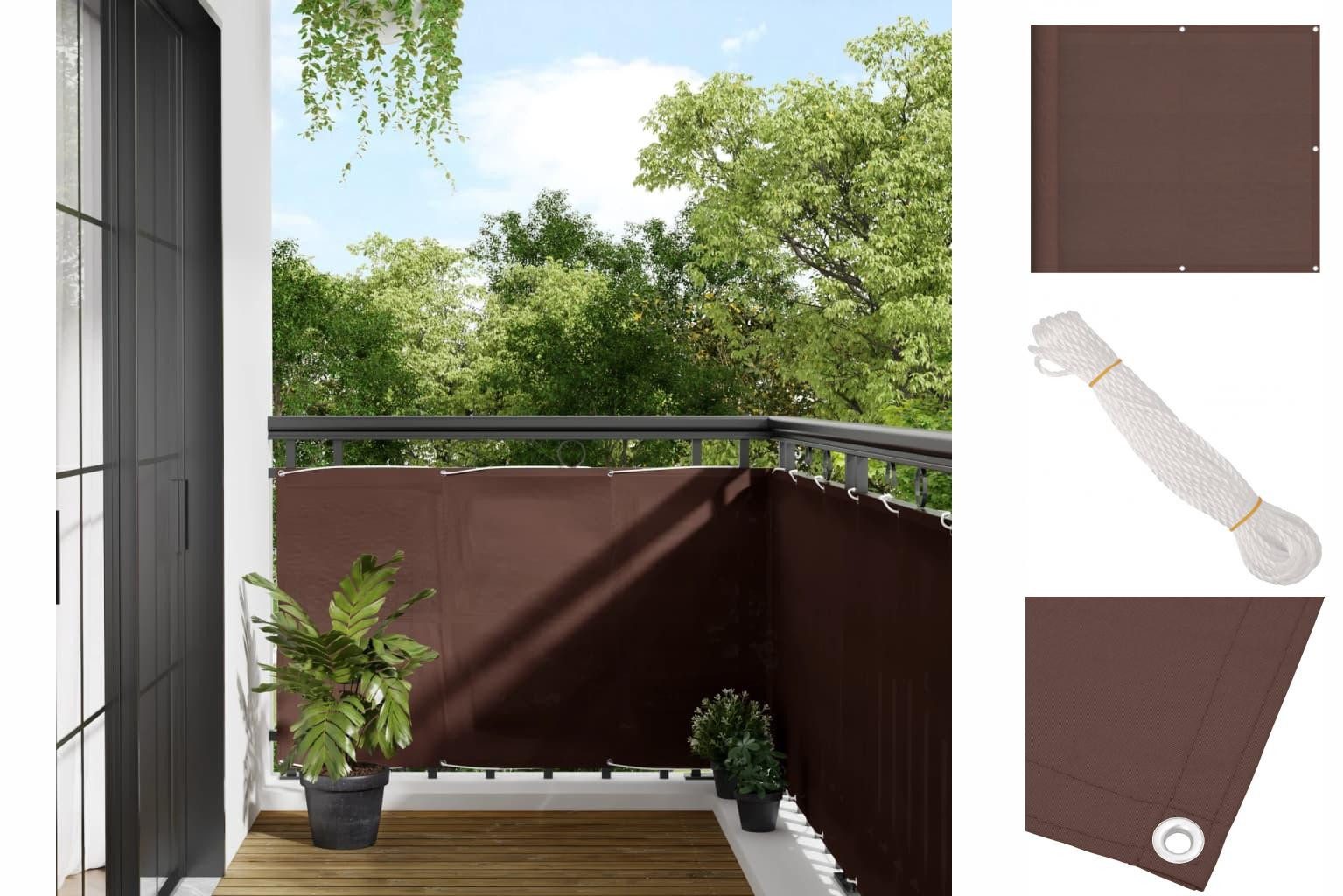 vidaXL Seitenmarkise BalkonSichtschutz Braun 90x800 cm 100 Polyester