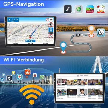 Hikity 1 Din 10.1" Android mit Apple Carplay und Bluetooth WiFi GPS 2+32G Autoradio (FM Radio, Steuerfunktionen am Lenkrad)