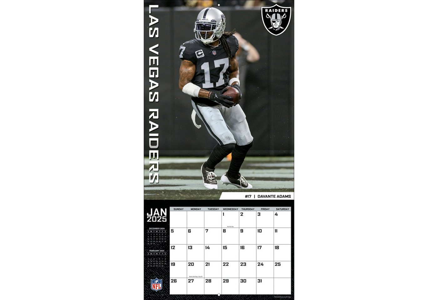 Thumbnail - Turner Licensing Wandkalender Las Vegas Raiders - NFL - Wandkalender 2025, 12- Monats- Format, Zusatzseite Januar - Deze...