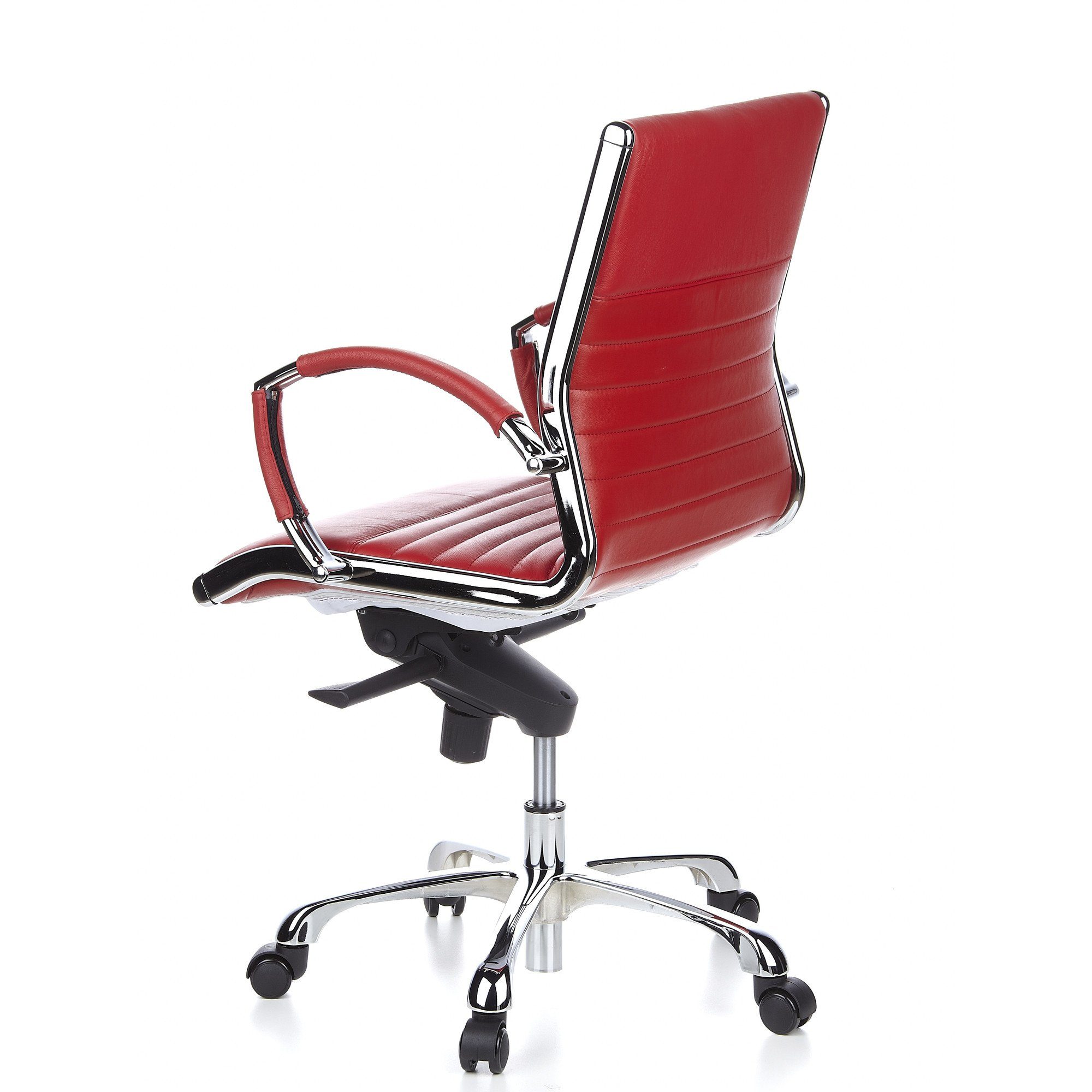 Bürostuhl Chefsessel 10 Armlehnen, Leder OFFICE Drehstuhl Rot Chefsessel mit ergonomisch hjh Profi PARMA