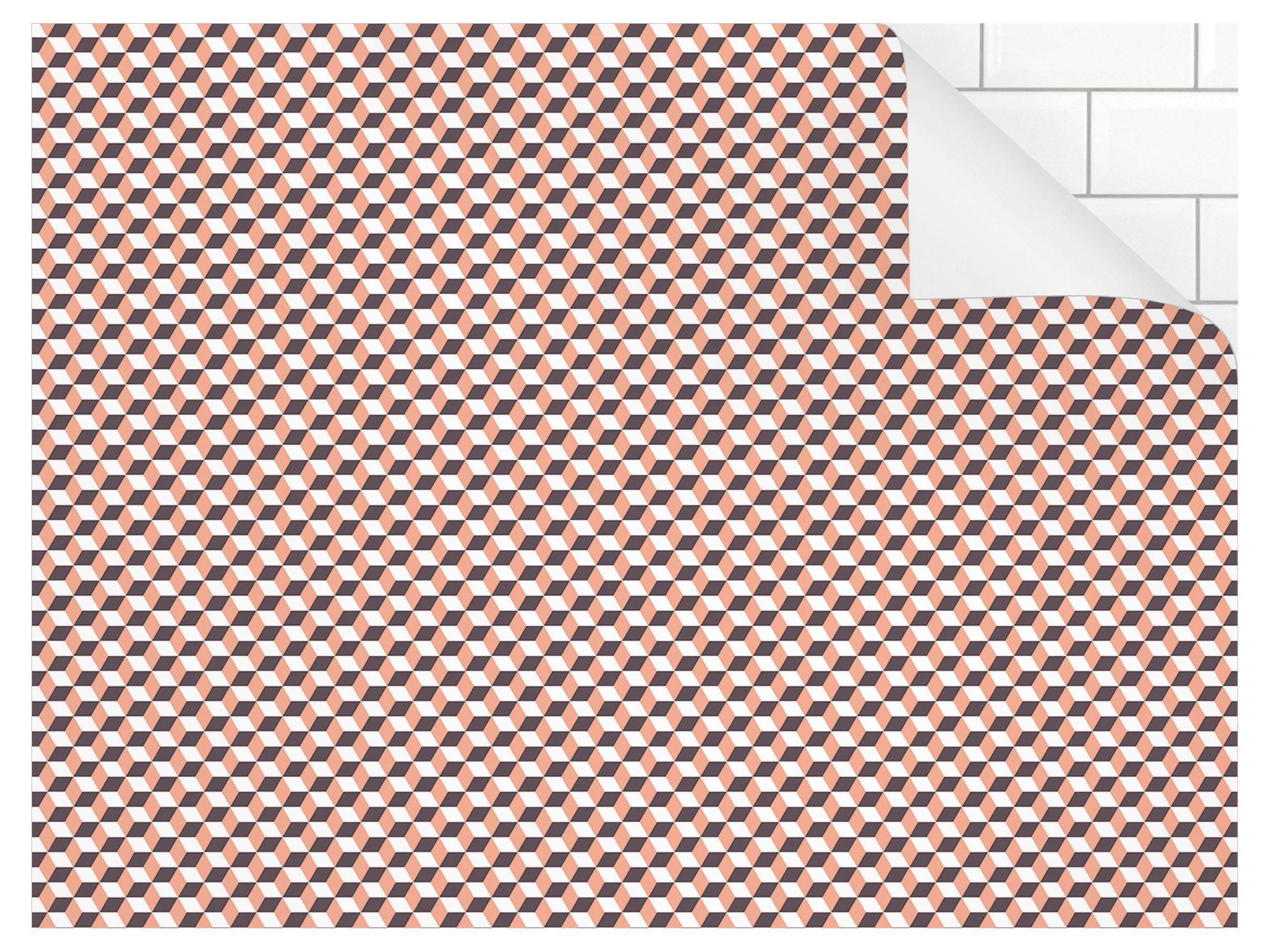 Bilderdepot24 Küchenrückwand selbstklebend orange Muster, (1-tlg., Nischenrückwand - für Fliesenspiegel ohne Bohren - glänzend), Nischenrückwand Fliesenoptik fugenlos Wandpaneel Küche Herd