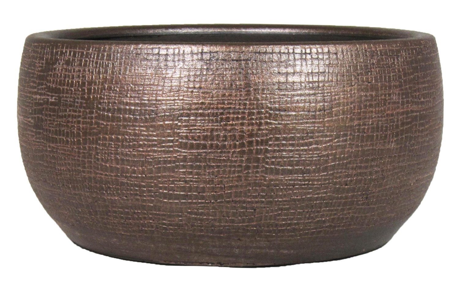 INNA-Glas Dekoschale Keramik Schale Agape mit Maserung, Kupfer, 14cm, Ø28cm