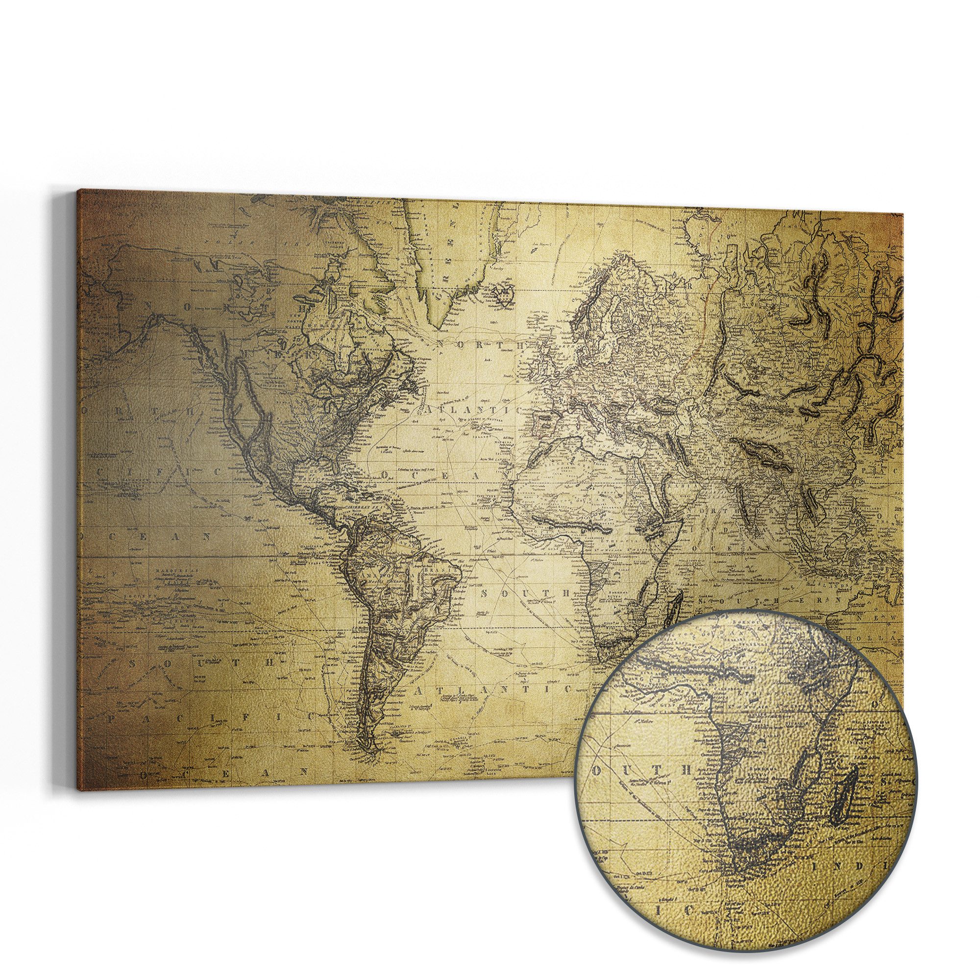 DEQORI Magnettafel 'Alte Weltkarte', Metall Whiteboard für alle Magnete, Magnetboard magnetisch