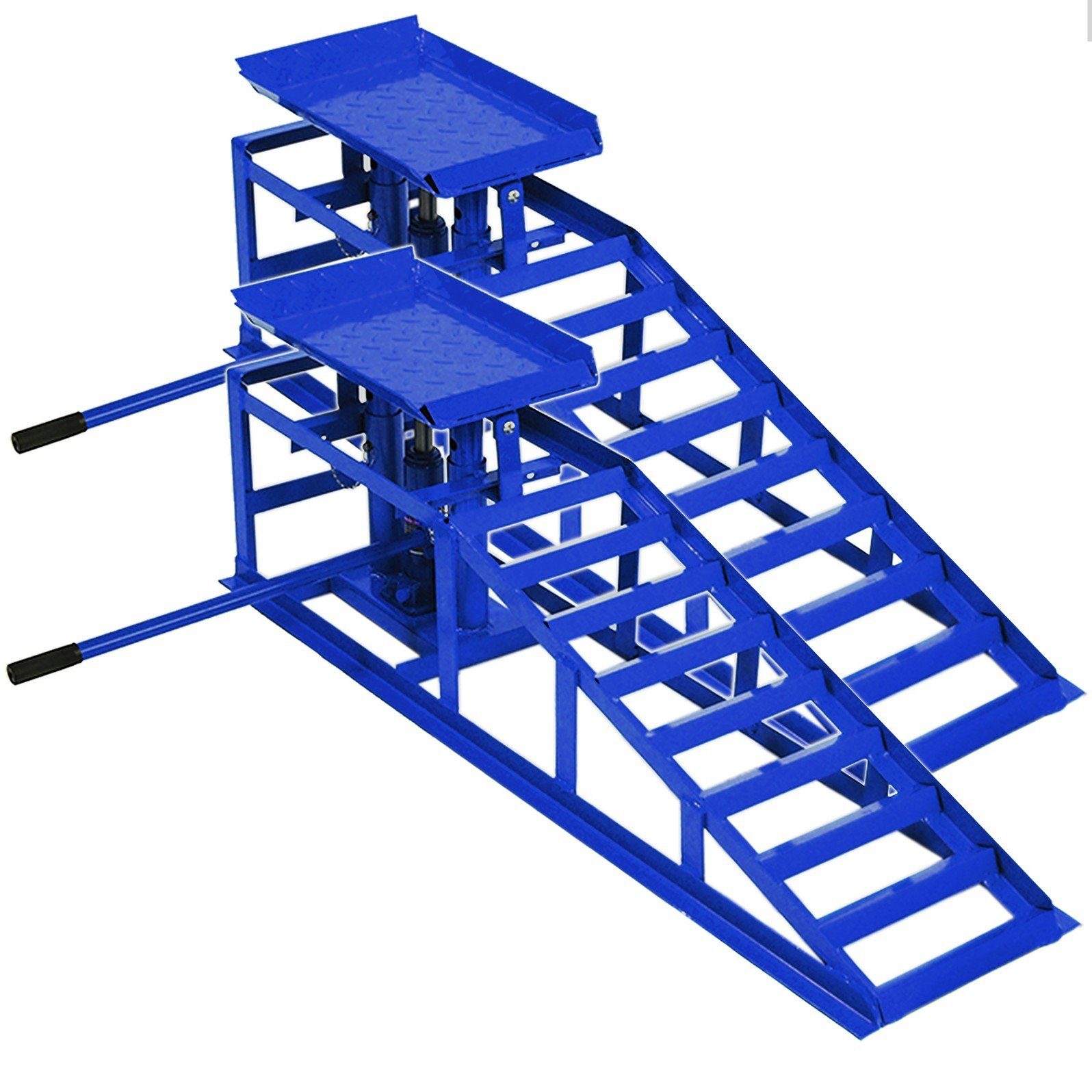 HELO24 Auffahrrampe hydraulisch höhenverstellbar PKW 2x blau Tragkraft 2t pro Stück