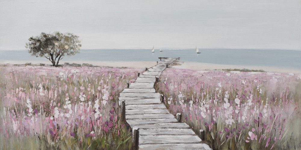 ArtUniverse Gemälde Holzsteg zum Strand 70 x 140 cm, Naturmotiv