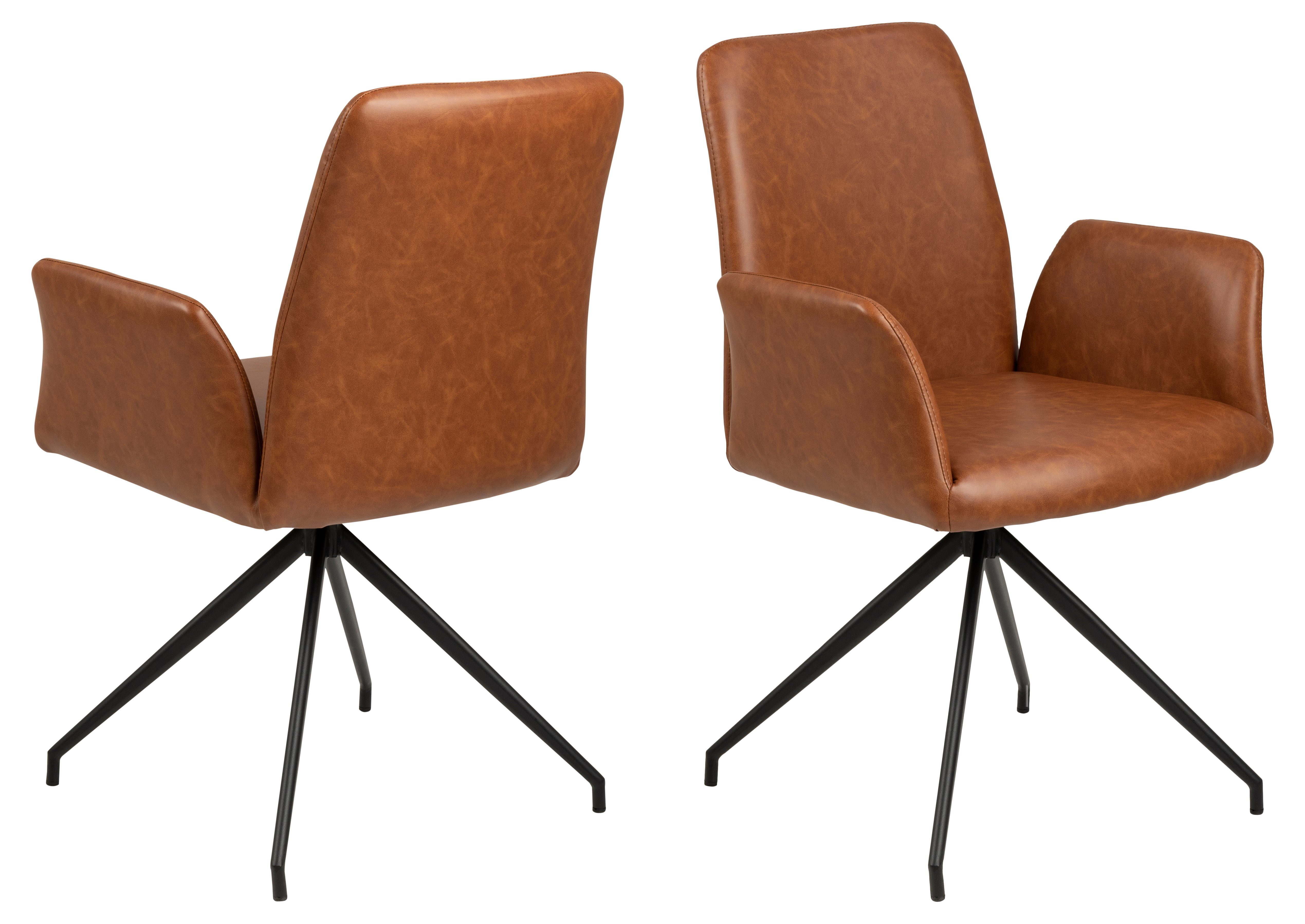 Esszimmerstuhl Nadine Esszimmerstuhl mit Drehfuß, cognac PU Kunst