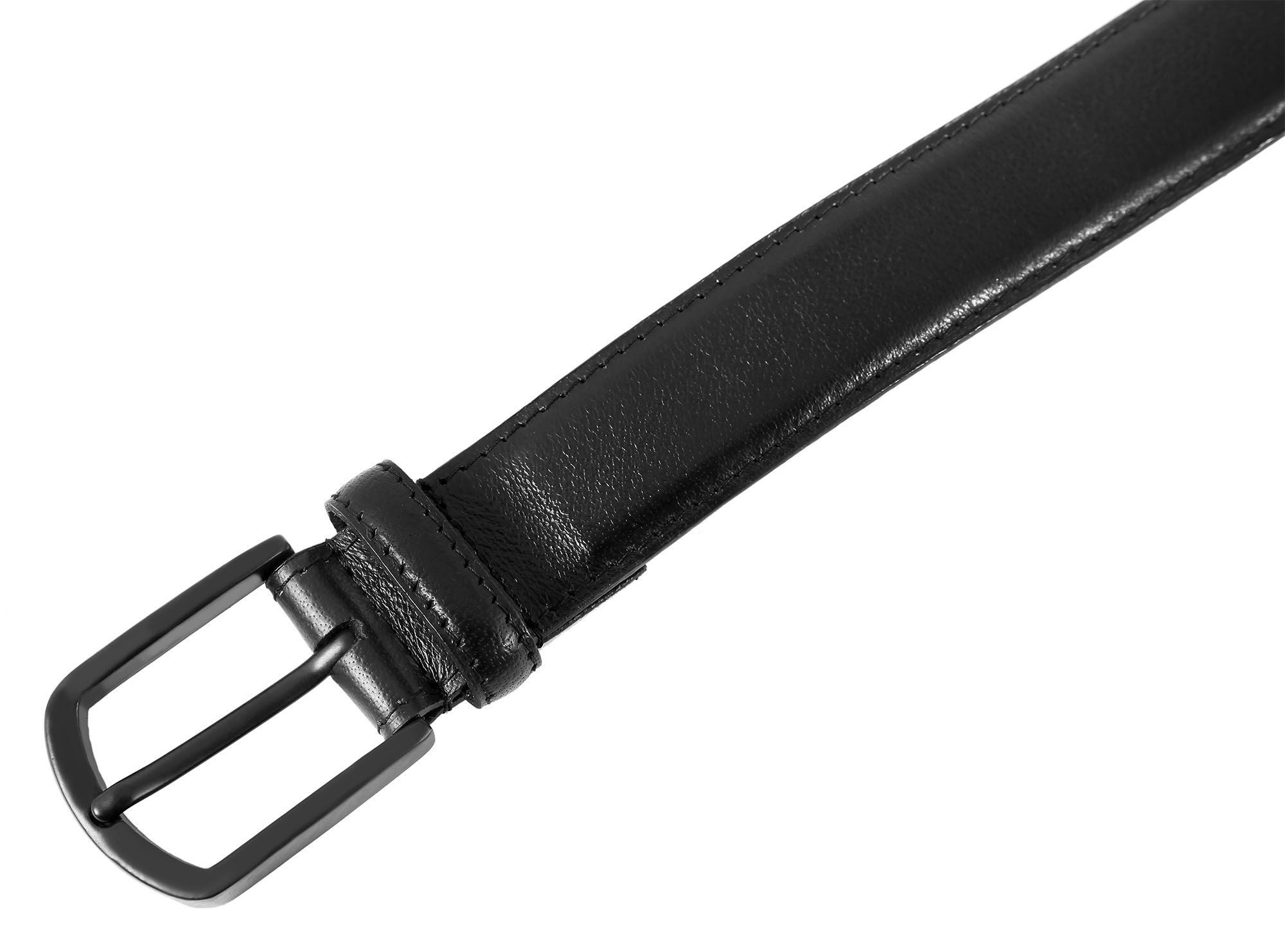 Leonardo Verrelli Ledergürtel hochwertiges Echt Leder, schwarz, 90 cm - 140 cm (Bundweite)