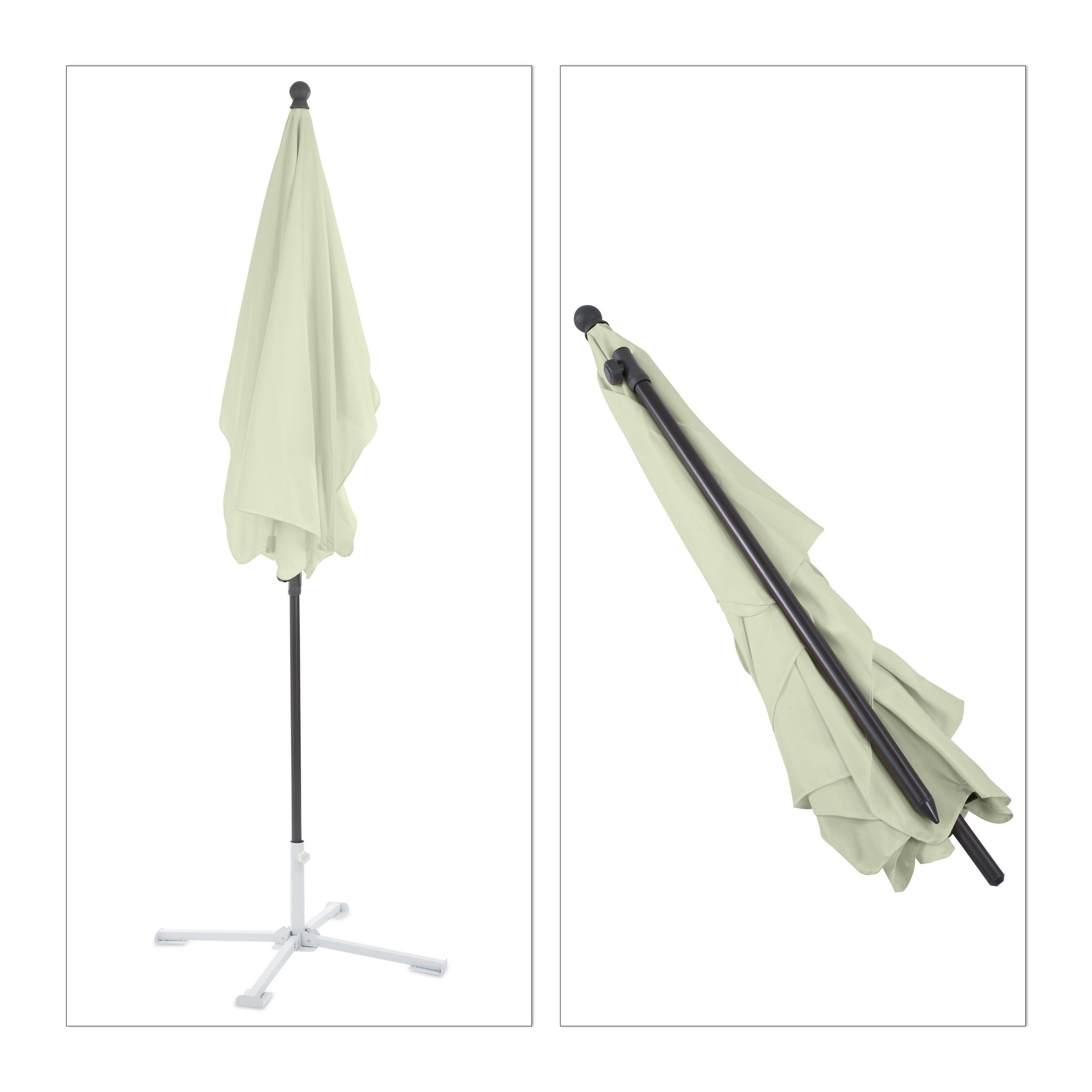 relaxdays Sonnenschirm Rechteckiger Sonnenschirm für den Garten, Weiß