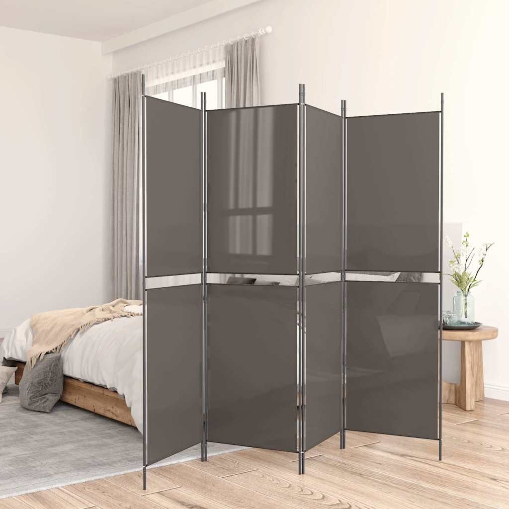vidaXL Raumteiler 4-tlg. Paravent Anthrazit 200x220 cm Stoff, 1-tlg.